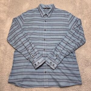 Travis Matthew Shirt Mens L Blue Striped Casual Long Sleeve Cotton Blend Stretch